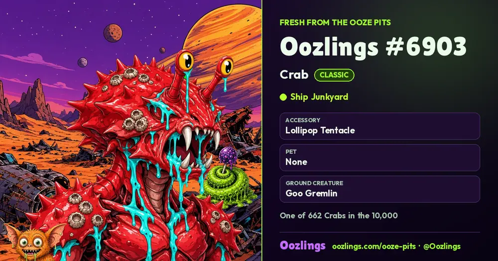 Oozlings #6903, a Classic Crab in Ship Junkyard