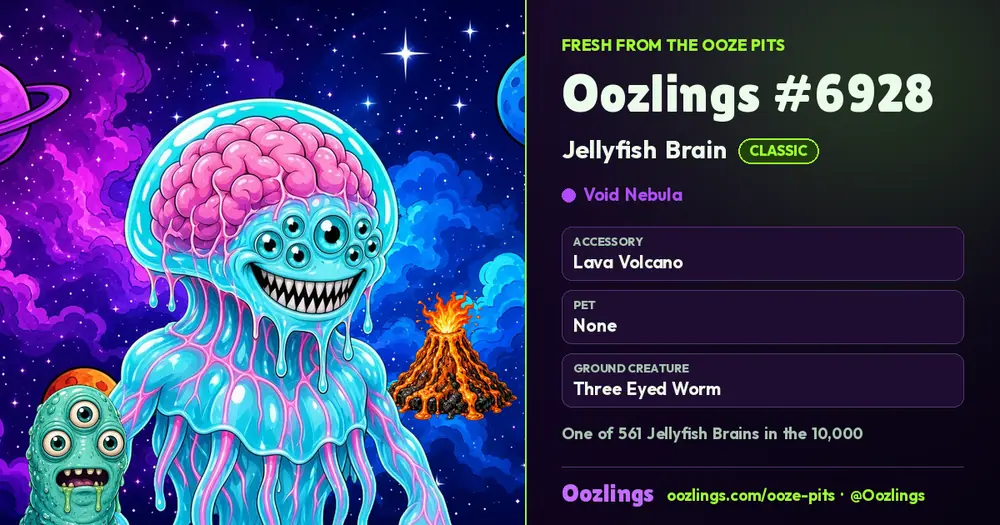 Oozlings #6928, a Classic Jellyfish Brain in Void Nebula