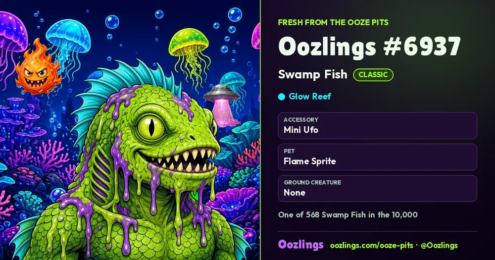 Oozlings #6937, a Classic Swamp Fish in Glow Reef