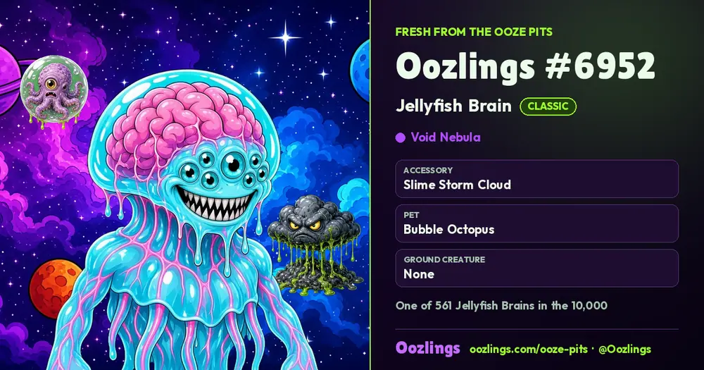 Oozlings #6952, a Classic Jellyfish Brain in Void Nebula