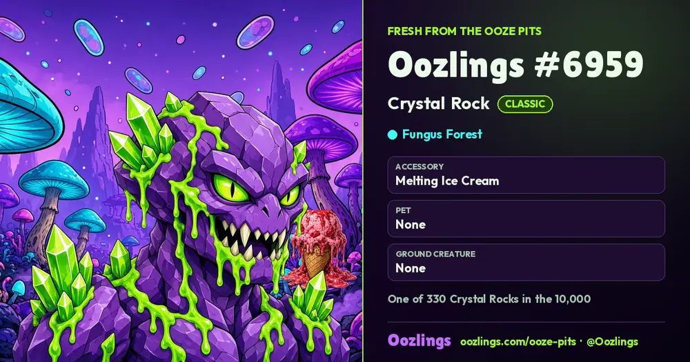 Oozlings #6959, a Classic Crystal Rock in Fungus Forest