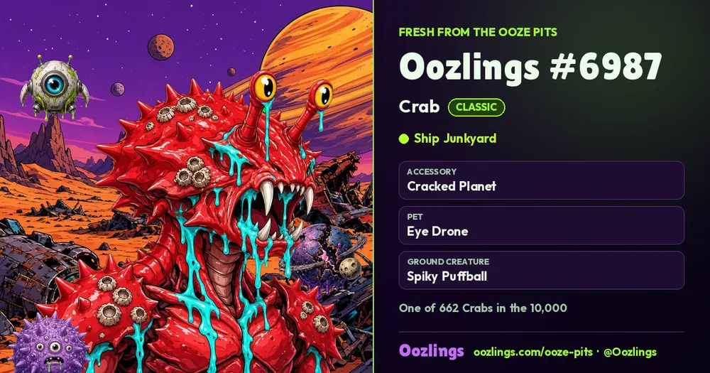 Oozlings #6987, a Classic Crab in Ship Junkyard