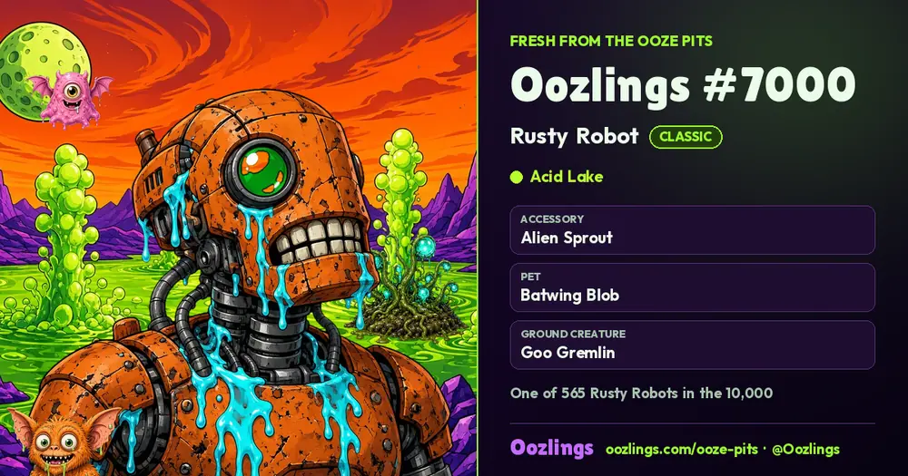 Oozlings #7000, a Classic Rusty Robot in Acid Lake