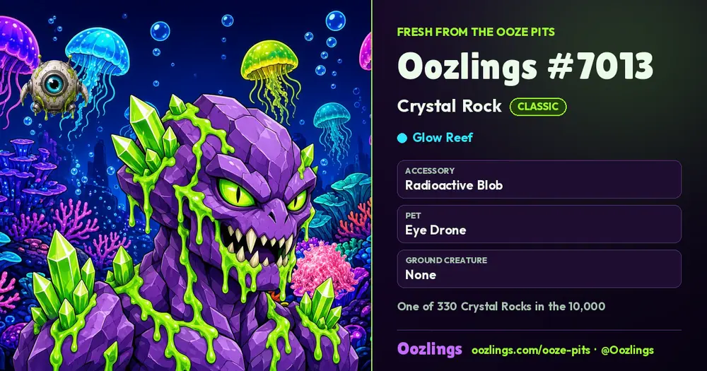 Oozlings #7013, a Classic Crystal Rock in Glow Reef