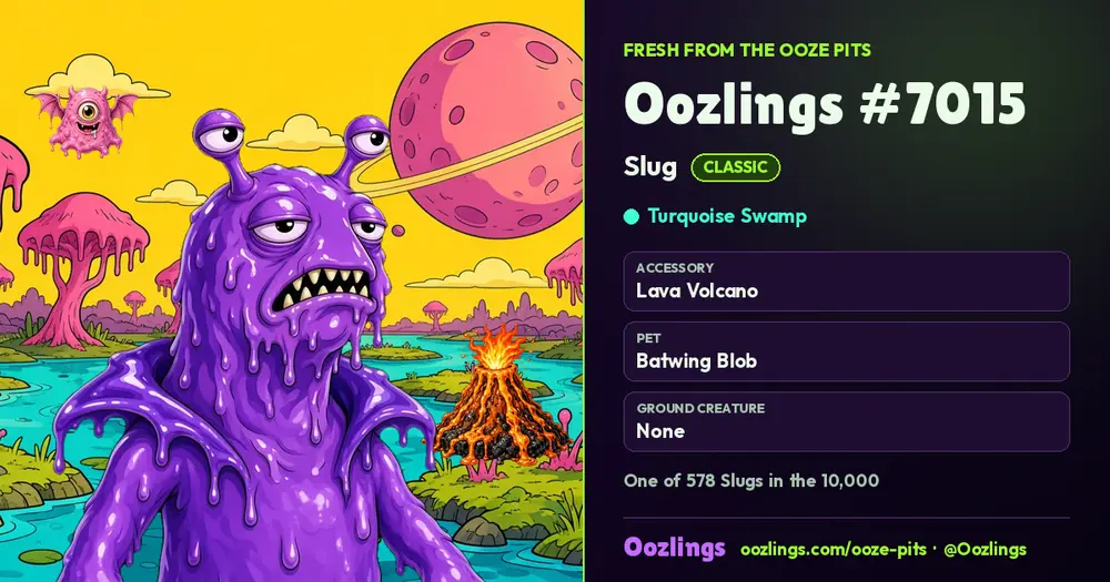 Oozlings #7015, a Classic Slug in Turquoise Swamp