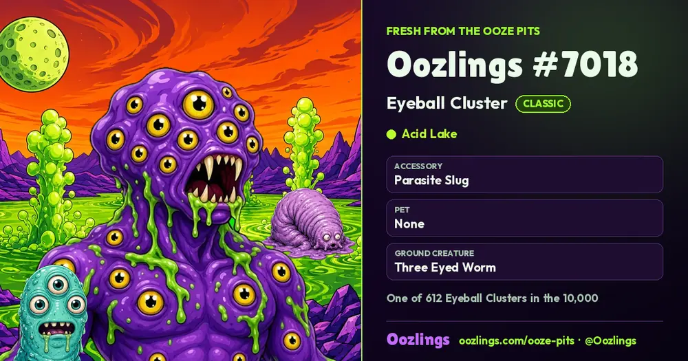 Oozlings #7018, a Classic Eyeball Cluster in Acid Lake