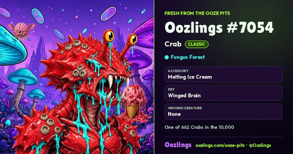 Oozlings #7054, a Classic Crab in Fungus Forest