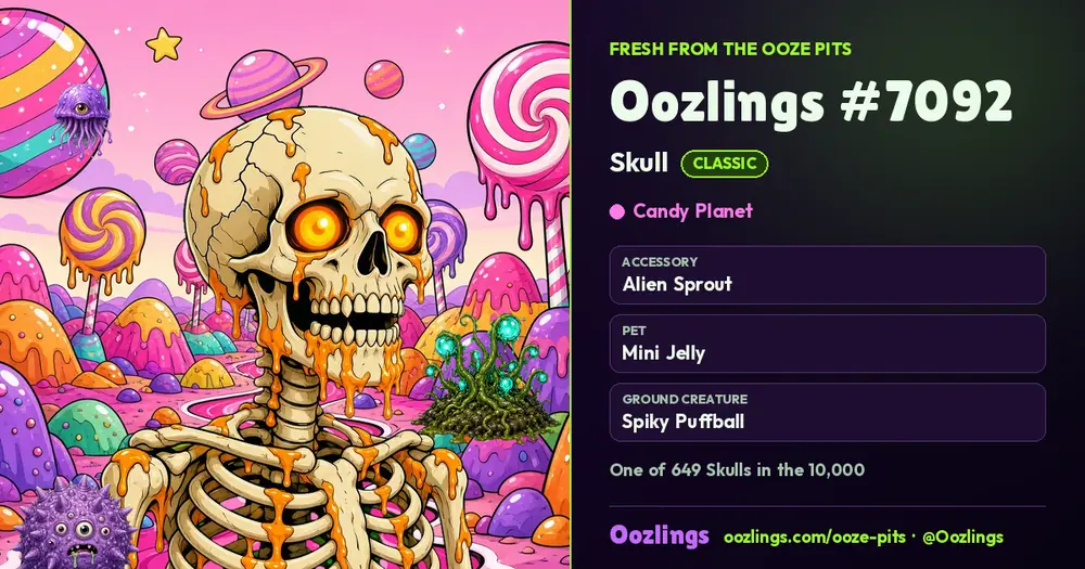 Oozlings #7092, a Classic Skull in Candy Planet