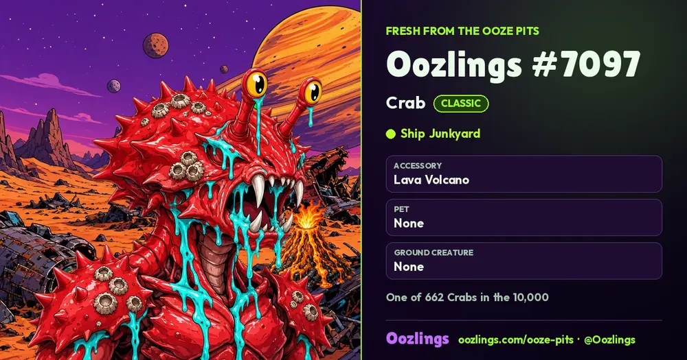 Oozlings #7097, a Classic Crab in Ship Junkyard