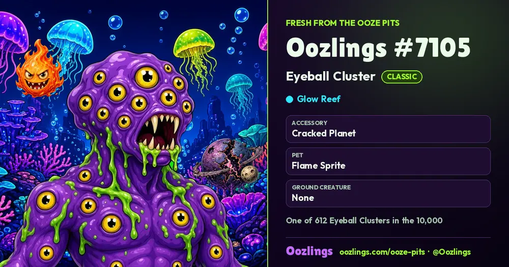 Oozlings #7105, a Classic Eyeball Cluster in Glow Reef