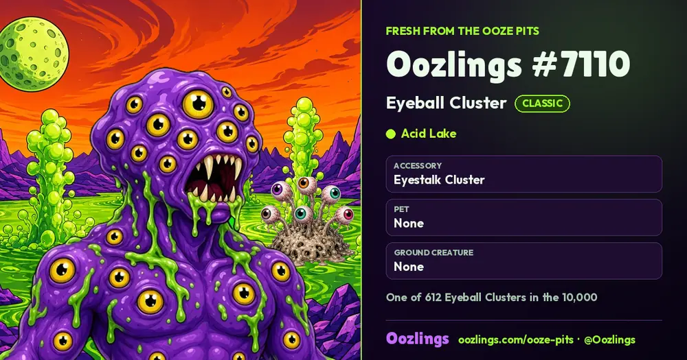 Oozlings #7110, a Classic Eyeball Cluster in Acid Lake