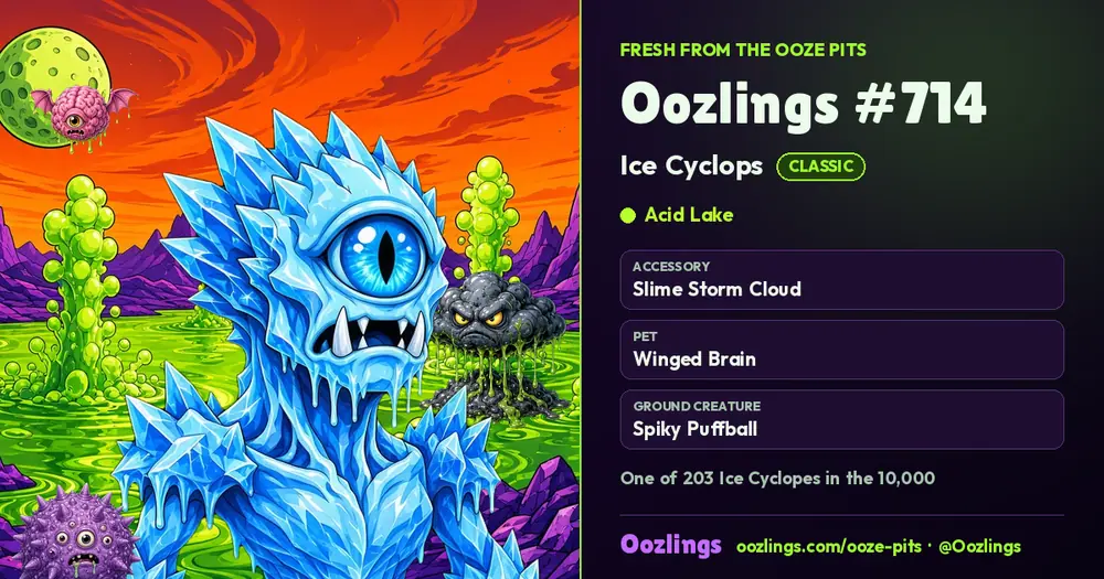 Oozlings #714, a Classic Ice Cyclops in Acid Lake