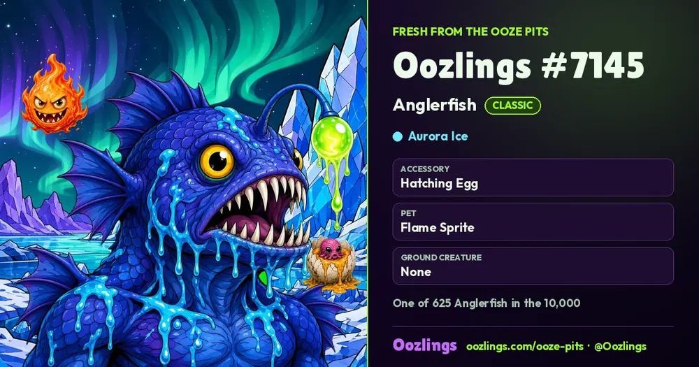 Oozlings #7145, a Classic Anglerfish in Aurora Ice