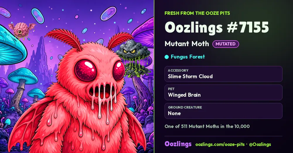 Oozlings #7155, a Mutated Mutant Moth in Fungus Forest