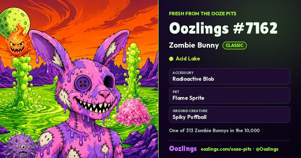 Oozlings #7162, a Classic Zombie Bunny in Acid Lake