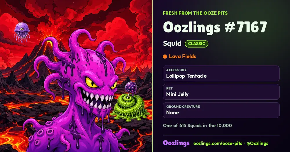 Oozlings #7167, a Classic Squid in Lava Fields