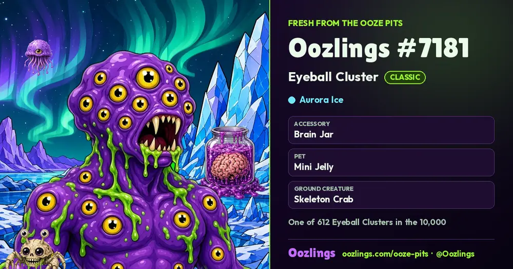 Oozlings #7181, a Classic Eyeball Cluster in Aurora Ice