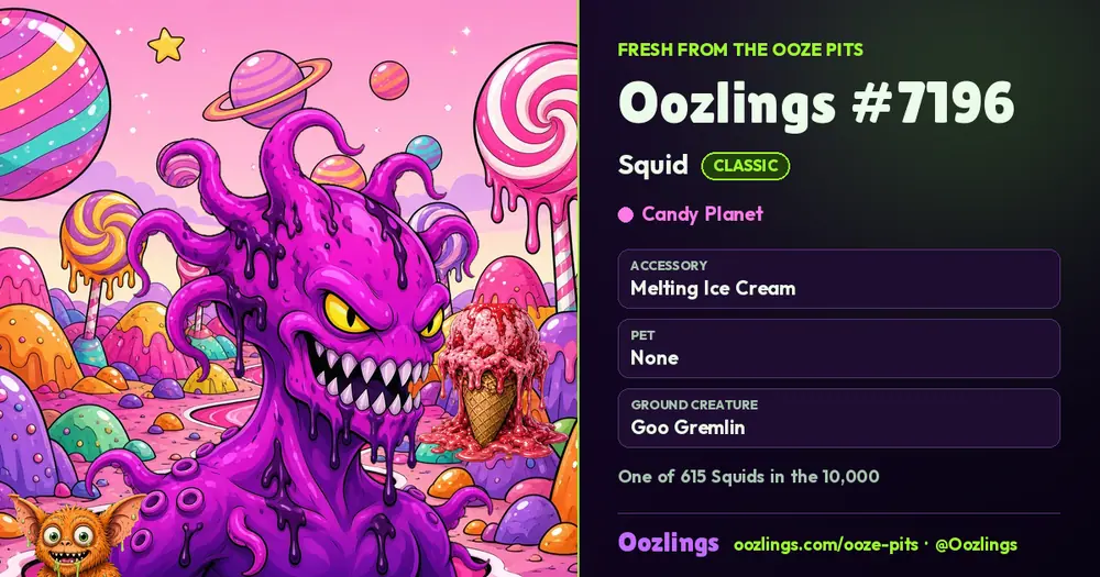 Oozlings #7196, a Classic Squid in Candy Planet