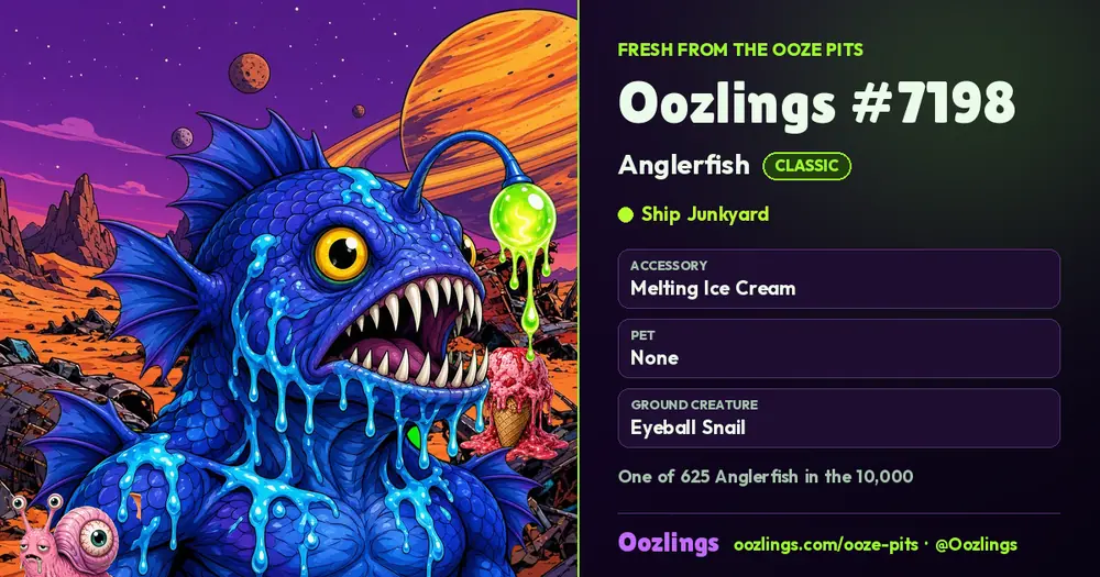 Oozlings #7198, a Classic Anglerfish in Ship Junkyard