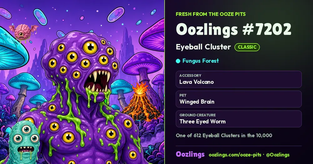 Oozlings #7202, a Classic Eyeball Cluster in Fungus Forest