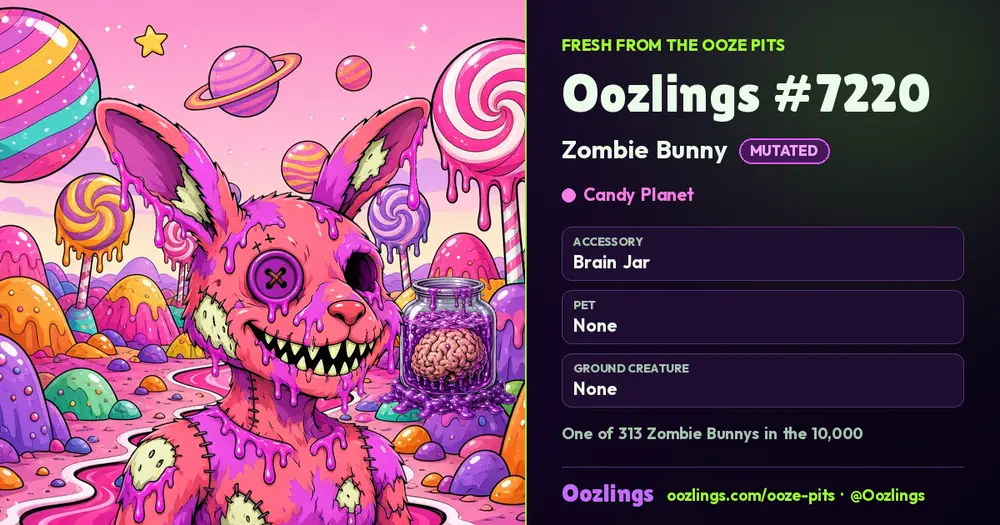 Oozlings #7220, a Mutated Zombie Bunny in Candy Planet