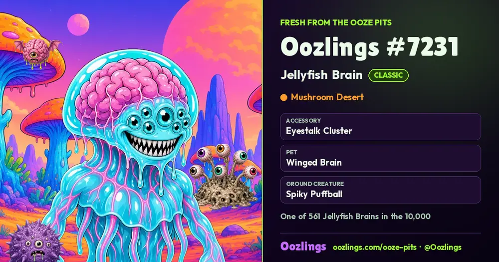 Oozlings #7231, a Classic Jellyfish Brain in Mushroom Desert
