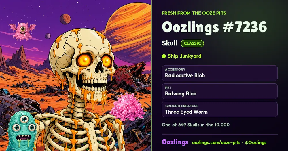 Oozlings #7236, a Classic Skull in Ship Junkyard