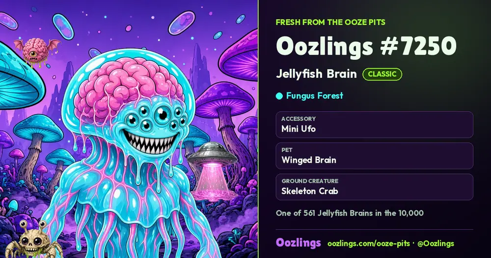 Oozlings #7250, a Classic Jellyfish Brain in Fungus Forest