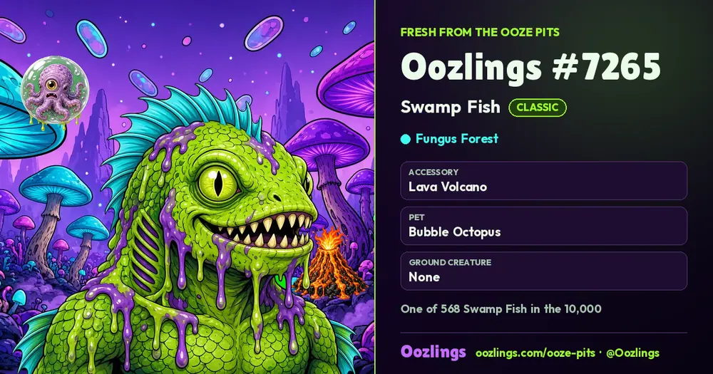 Oozlings #7265, a Classic Swamp Fish in Fungus Forest