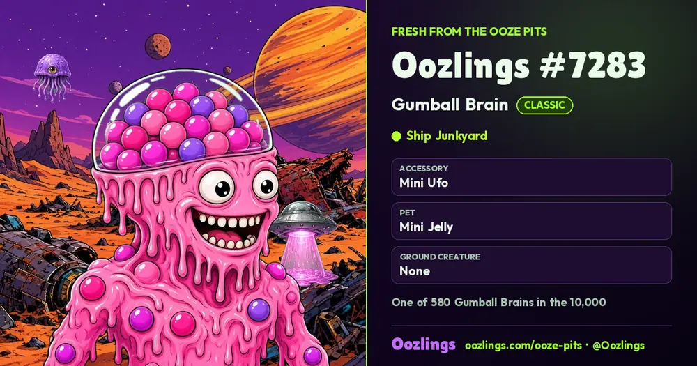 Oozlings #7283, a Classic Gumball Brain in Ship Junkyard