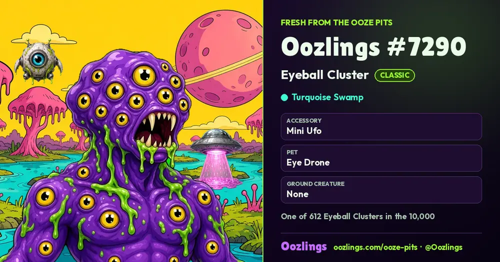 Oozlings #7290, a Classic Eyeball Cluster in Turquoise Swamp