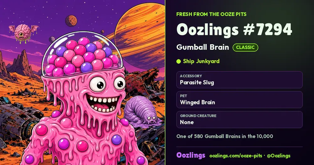 Oozlings #7294, a Classic Gumball Brain in Ship Junkyard