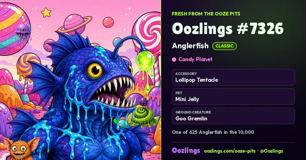Oozlings #7326, a Classic Anglerfish in Candy Planet