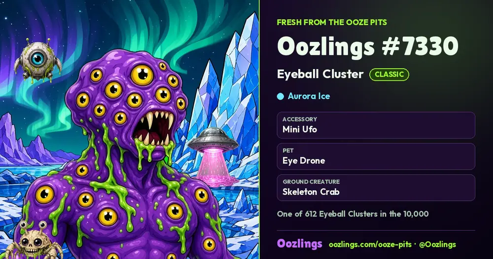 Oozlings #7330, a Classic Eyeball Cluster in Aurora Ice