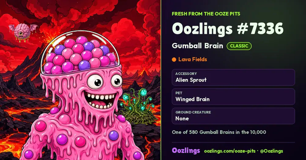 Oozlings #7336, a Classic Gumball Brain in Lava Fields