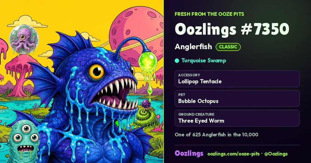 Oozlings #7350, a Classic Anglerfish in Turquoise Swamp