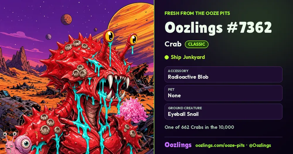 Oozlings #7362, a Classic Crab in Ship Junkyard