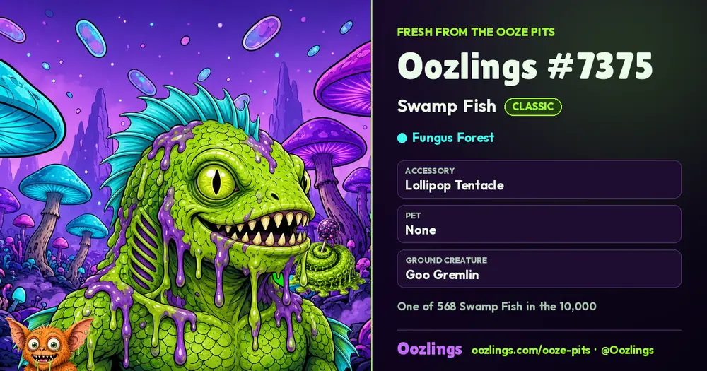 Oozlings #7375, a Classic Swamp Fish in Fungus Forest