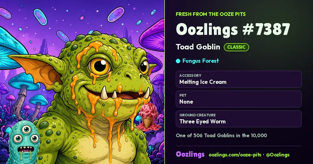 Oozlings #7387, a Classic Toad Goblin in Fungus Forest