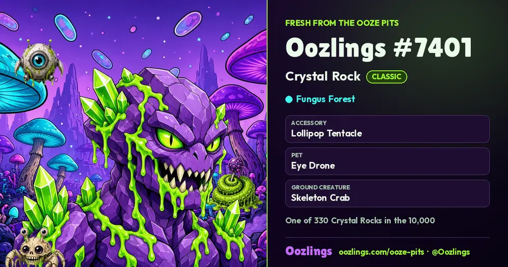 Oozlings #7401, a Classic Crystal Rock in Fungus Forest