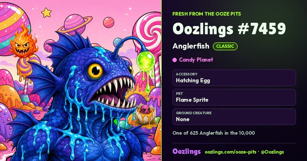 Oozlings #7459, a Classic Anglerfish in Candy Planet