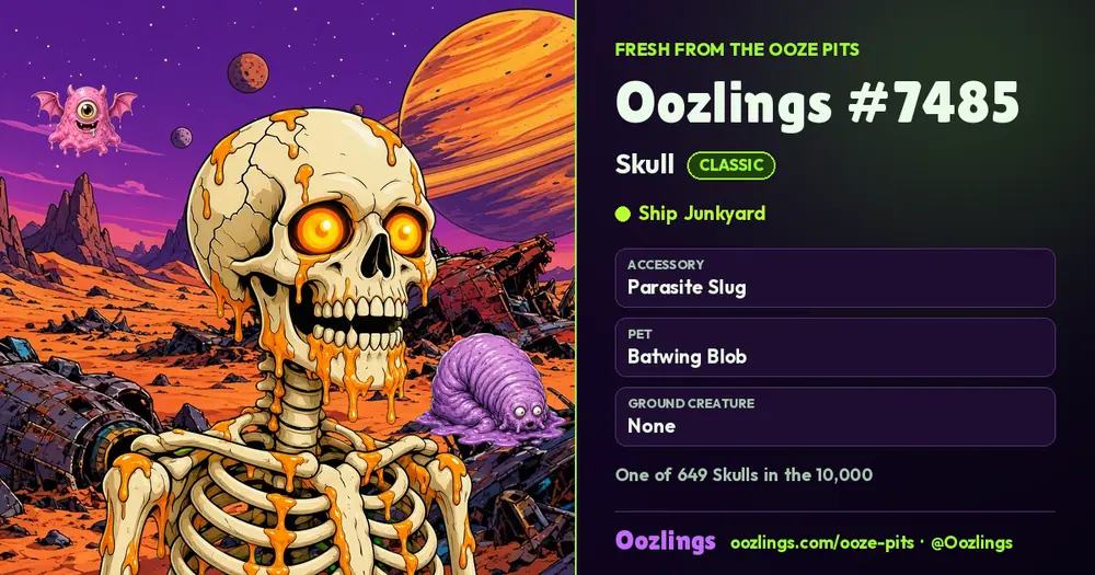 Oozlings #7485, a Classic Skull in Ship Junkyard