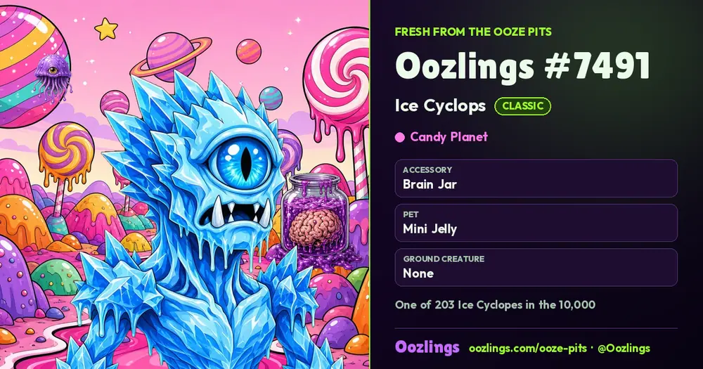 Oozlings #7491, a Classic Ice Cyclops in Candy Planet
