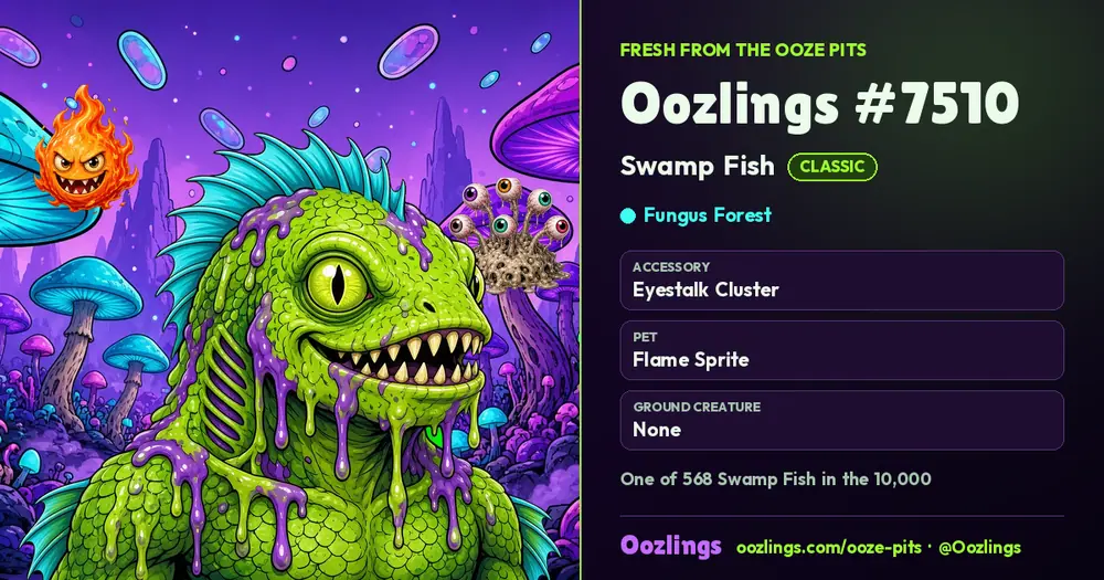 Oozlings #7510, a Classic Swamp Fish in Fungus Forest