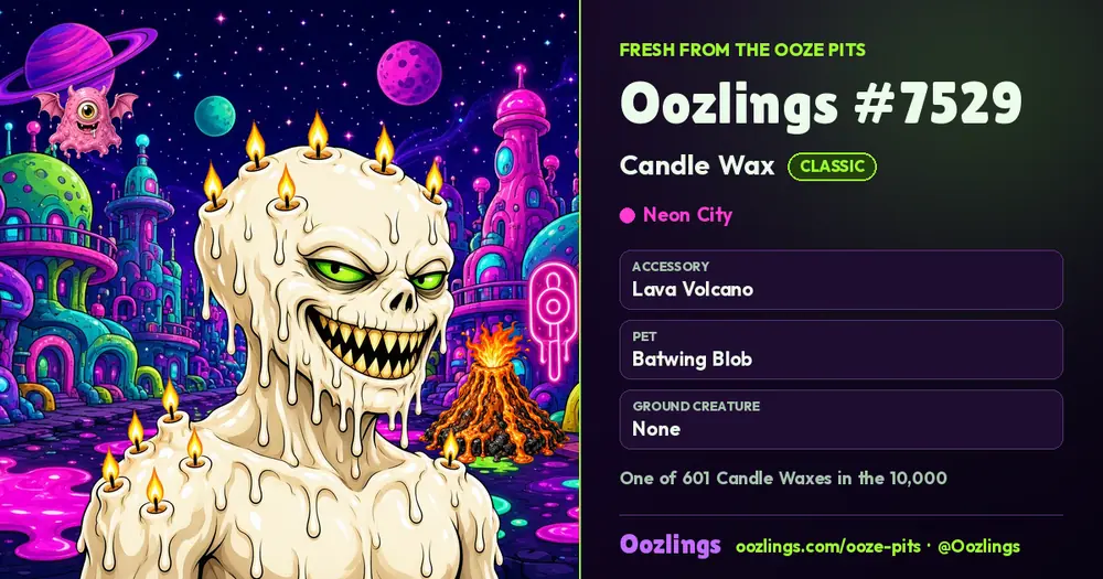 Oozlings #7529, a Classic Candle Wax in Neon City