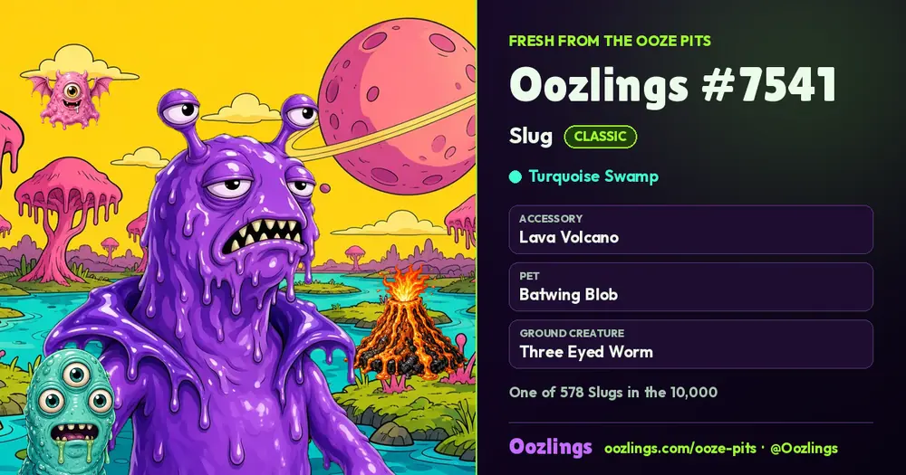 Oozlings #7541, a Classic Slug in Turquoise Swamp