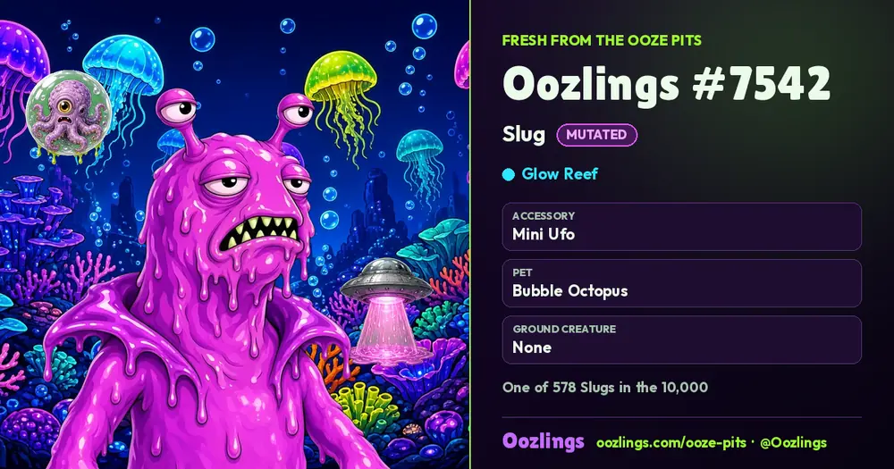 Oozlings #7542, a Mutated Slug in Glow Reef