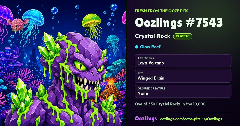 Oozlings #7543, a Classic Crystal Rock in Glow Reef