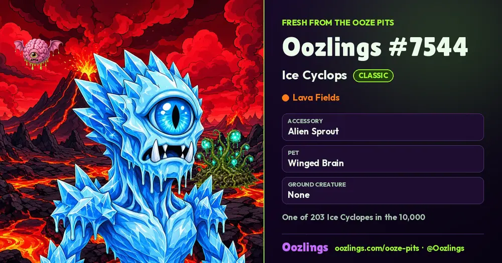 Oozlings #7544, a Classic Ice Cyclops in Lava Fields