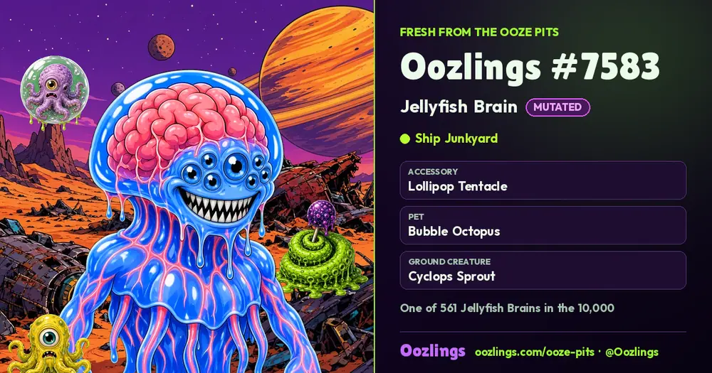 Oozlings #7583, a Mutated Jellyfish Brain in Ship Junkyard